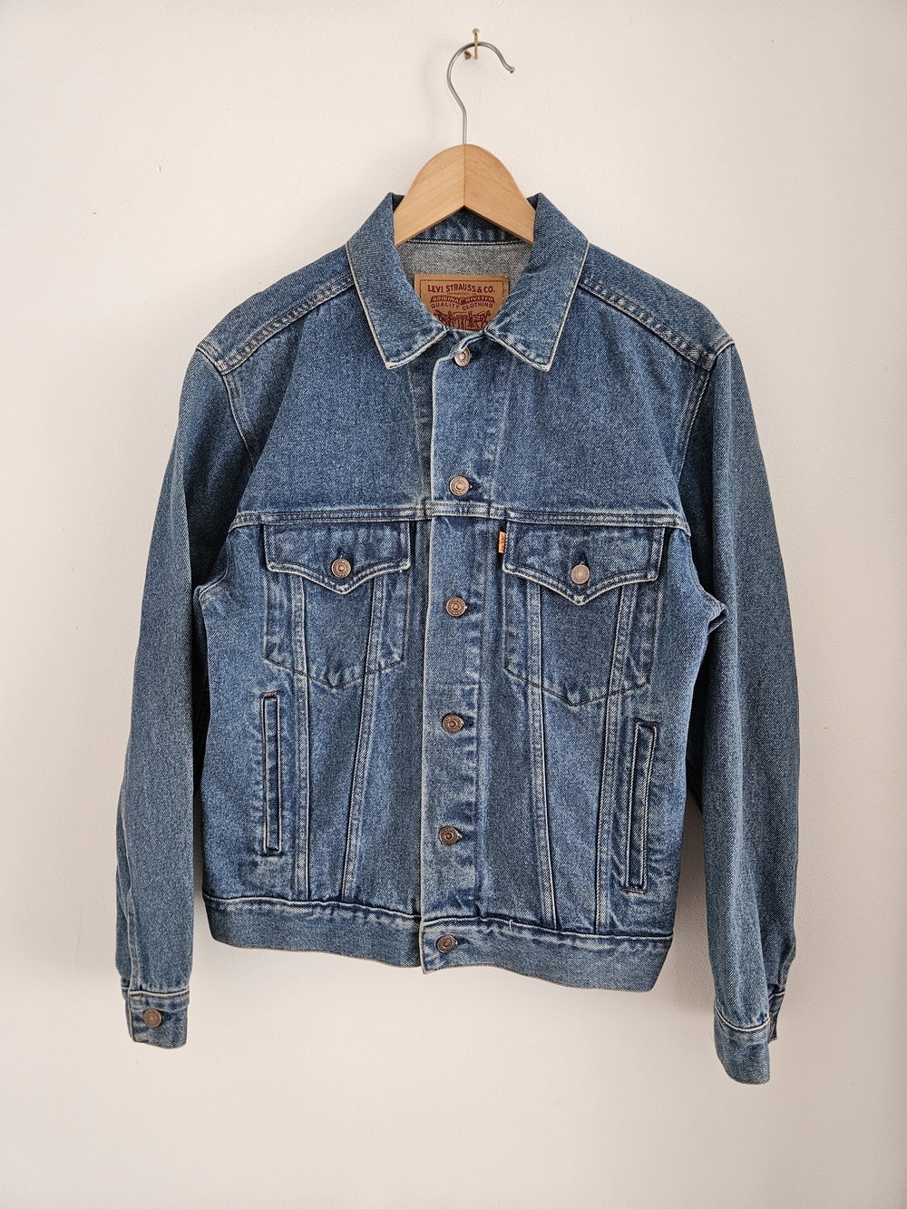 Vintage Levis Orange Tab Blue Denim Trucker Jacket Mens Medium 80s 90s